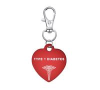 AITENME Porte-clés médical ID d'alerte médicale pour homme et femme Rouge Sirène d'urgence Amour Mode médicale Charme Accessoires Cadeaux, Diabète de type 1, mm