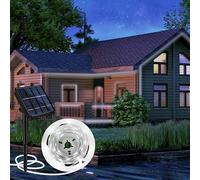 Aitesuo Solaire Ruban LED Exterieur, 5m Bande LED Exterieure Autocollante avec Télécommande, Dimmable, 8 Mode, 180 LED, IP65 Étanche, Découpable Lumineuse pour Jardin, Terrasse, Balcon, Blanc Froid