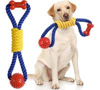 Aitmexcn Jouet Chien Indestructible 43 cm - Corde et Balle à Mâcher en Coton, Jouet Interactif pour Petits et Moyens Chiens, Nettoyage Dentaire et Anti Ennui
