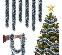 Aitsite 12M/Lot de 6 Lametta Sapin de Noël, Lametta Vert Foncé Décoration de Noël Sapin de Noël Guirlande Noël Décoration Fête Fête de Noël Décoration de Noël Suspendue Décoration de Fête