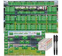 Aitsite Calendrier Coupe du monde 2026, panini coupe du monde 2026 Decor Pour FêTe De Football, avec autocollant de drapeau et stylo à bille, tous les jeux, dates et lieux