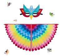 Aitsite Costume d'ailes d'oiseaux pour enfants, masque de hibou et de paon, déguisement de hibou avec des masques en feutre, costumes colorés pour garçons et filles (coloré)