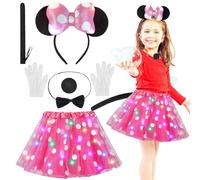 Aitsite Costume de Minnie Mouse pour fille, costume Minnie lumineux pour enfant, jupe en tulle LED, jupe tutu pour fille, jupe tutu avec bandeau Minnie, b, M