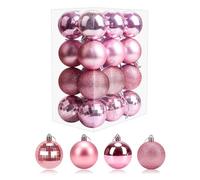 Aitsite Lot de 24 Boules De Noël Rose Boules Sapin de Noël Boule De Porte Murale Ornements,Decoration Noel Sapin- Cadeau Noël,4CM Décorations Arbre Balles Décoratives,Boules Décoratives Scintillantes