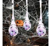 Aitsite Lot de 3 sacs d'œufs d'araignées lumineuses à suspendre - Colorés et blancs - 90 cm - Accessoires d'Halloween pour jardin, cour, arbres, fête d'Halloween - Pour l'intérieur et l'extérieur
