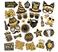 Aitsite Lot de 30 accessoires de photo pour le Nouvel An 2026, Nouvel An, décoration de fête, chapeau, lunettes, selfie, accessoires de décoration pour le Nouvel An, fête, accessoires de décoration