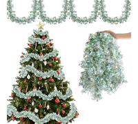 Aitsite Lot de 5 guirlandes de Noël de 10 m, lametta en rose et blanc, flocons de neige, décoration de sapin de Noël, guirlande de fête de Noël, décoration de Noël suspendue