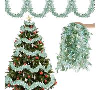 Aitsite Lot de 5 guirlandes de Noël de 10 m, lametta en rose rouge et blanc, flocons de neige, décoration de sapin de Noël, guirlande de Noël, décoration de fête de Noël, décoration de Noël suspendue