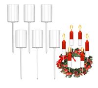 Aitsite Lot de 6 bougeoirs blancs - 2,5 x 11 cm - Couronne de l'Avent - Bougeoirs avec capuchon et pince à épiler pour bougies à tige - Décorations de Noël - Couronnes de l'Avent et décorations de