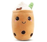 Aitsite Peluche Bubble Tea Doudou Coussin, Peluche Kawaii Deco Chambre Bubble Tea Peluche Doudou Oreiller Cute Doudou Boba Thé Tasse Jouet Doux Deco Cadeau pour Enfants Fraise Café Matcha