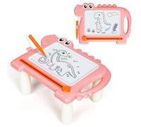 AiTuiTui Ardoise Magique Dinosaure Pieds Amovibles pour Enfants, Tableau Magnétique Éducative Bébé 1 2 3 Ans, Jouet Créatif d’Écriture Filles Garçons, Jouet de Voyage Cadeau Anniversaire Noël, Rose