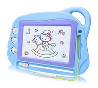 AiTuiTui Ardoise Magique Tableau Dessin Magnetique, 4 Couleurs Effaçable Planche à Dessin Magnétique avec 3 tampons Jouets éducatifs pour Les Enfants 3 4 5 Ans