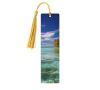 Aitutaki Marque-page en bois motif lagon des îles Cook pour hommes, femmes, enseignants, cadeau vintage fait à la main, marque-pages pour lecture, marque-pages à suspendre, étiquettes cadeaux