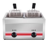 AityBuy Friteuse À Gaz 10/20/30 L, Friteuse Gpl en Acier Inoxydable pour La Maison Et Le Commerce, Friteuse À Gaz De Comptoir Gpl avec Paniers, Puissance De Feu Réglable DoubleCylinder10L+10L