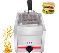 AityBuy Friteuse Commerciale À Gaz, Friteuse Au Gpl en Acier Inoxydable avec Puissance De Feu Réglable,Friteuse À Gaz De Comptoir avec Paniers Et Couvercles,pour Chips SingleCylinder10L