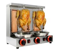 AityBuy Grill à Kebab électrique, Four Rotatif Vertical De Comptoir, Machine à Brochettes Rotatives Automatiques, Machine à Gril à Gaz, Cuisinière à Barbecue Silver-TripleKnob