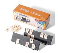 AIUAZA Jeu de cube rami portable, mini cube rami pour adultes et enfants, 106 carreaux, support de jeu, ensemble de voyage avec 4 supports