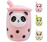 Aiuidun Bubble Tea Oreiller en Peluche, Kawaii Panda Boba Peluche Remplissage Jouet Doux Bubble Pearl Lait Tea Holder Oreiller Cadeau pour Les Enfants(Pink,50cm)