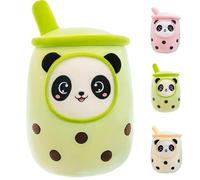 Aiuidun Bubble Tea Oreiller en Peluche, Kawaii Panda Boba Peluche Remplissage Jouet Doux Bubble Pearl Lait Tea Holder Oreiller Cadeau pour Les Enfants(Green,50cm)