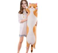Aiuidun Peluche Chat Long 50cm - Grand Coussin Décoratif Chat pour Canapé, Oreiller Lombaire Super Doux, Peluche Géante pour Adulte, Cadeau Anniversaire Femme Ado (Jaune)