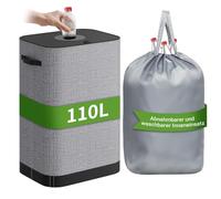 AIUNAOM 110L Grande Collecteur de Bouteilles avec Couvercle,Poubelle de Tri Sélectif avec Trouet et sac tri selectif,Rangement bouteille,Poubelle de Recyclage Poubelle verre,pour Cuisine & Balcon