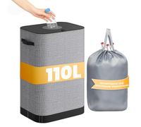 AIUNAOM 110L Poubelle de Recyclage avec Trou, Collecteur de Bouteilles avec Sacs de Transport,Poubelle Tri Selectif pour Plastique Bouteilles Verre et Couvercle, Poubelle Cuisine Rangement