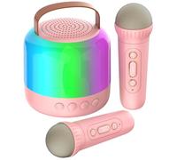 AIUNAOM Machine de karaoké pour enfants avec 2 microphones sans fil, cadeau d'anniversaire pour enfants de 3 à 12 ans, haut-parleur Bluetooth portable avec LED et effets sonores variables, pour les