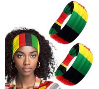 AIUPUOC Juneteenth Bandeaux africains Juneteenth Jamaïque Rasta Bande élastique Noir Mois de l'histoire Rasta Accessoires pour femme Rouge Noir Vert Jaune (Style A, taille A)