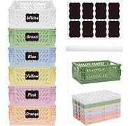 Aiuuee 6 Pièces Caisses Pliable Plastique Mini Empilable Caisse de Rangement avec Poignée pour Cuisine Chambre à Coucher Bureau(15 x 9,8 x 5,7 cm)