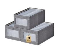 Aiuuee Lot de 3 Boite Rangement Pliable, Panier de Rangement Tissu avec Poignée, Caisses Organisateurs pour Vetement, Jouet, Snacks (44x30x20,Gris)