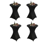 Aiuuee Lot de 4 Housse Mange Debout, Extensible Nappe Mange Debout, Nappe Table Haute Ronde pour Bar Table Cocktail Table de Banquet de Mariage (80 x 110 cm, Noir)