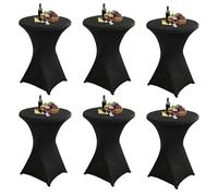 Aiuuee Lot de 6 Housse Mange Debout 80 x 110 cm Noir, Nappe Mange Debout Extensibles en Spandex, Nappe Table Haute Ronde pour Restaurant, Bar, Cocktail, Banquet, Mariage (80 x 110 cm, Noir)