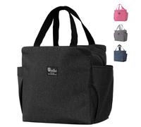Aiuuee Sac Isotherme Repas 9 L, Glaciere Souple Isotherme Pliable, Lunch Bag Isotherme Avec Doublure Etanche, Portable Pochette Isotherme, Sac Pique Nique École Bureau (Noir)