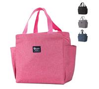 Aiuuee Sac Isotherme Repas 9 L, Petite Glaciere Souple Isotherme, Portable Pochette Isotherme, Glacière Souple Imperméable en Feuille d'Aluminium, Lunch Bag pour École Bureau Pique-Nique (Rose)