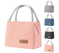 Aiuuee Sac Isotherme Repas Petit, 8L Sac Lunch Box Isotherme, Petit Sac Glaciere Imperméable en Feuille d'Aluminium, Portable Petit Glacière Souple pour Travail, Bureau, Écol (Rose)