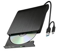 Aivane Lecteur CD DVD Externe pour PC USB 3.0 et Type-C, Ultra Mince Portable CD/DVD±RW Drive DVD Enregistreur Lecteur Optique Plug and Play Compatible avec Windows/Linux/MacOS/Laptop/Desktops