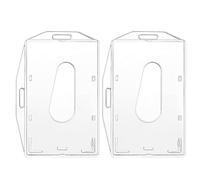 AIVEKE 2 Pcs Porte-Cartes - Porte Badge Transparent en PC Plastique Vertical et Horizontal Porte-Badge Protection de Carte pour Bureau Scolaire