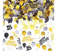 AIVEKE Confettis 18e Anniversaire Décoration de Table - Joyeux Décoration d’Anniversaire Confettis Or Noir Décor de Fête pour Femme Homme, 15g