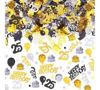 AIVEKE Confettis 25e Anniversaire Décoration de Table - Joyeux Décoration d’Anniversaire Confettis Or Noir Décor de Fête pour Femme Homme, 15g