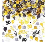 AIVEKE Confettis 30e Anniversaire Décoration de Table - Joyeux Décoration d’Anniversaire Confettis Or Noir Décor de Fête pour Femme Homme, 15g
