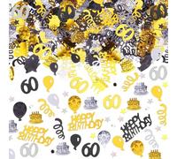 AIVEKE Confettis 60e Anniversaire Décoration de Table - Joyeux Décoration d’Anniversaire Confettis Or Noir Décor de Fête pour Femme Homme, 15g
