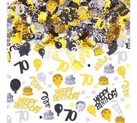 AIVEKE Confettis 70e Anniversaire Décoration de Table - Joyeux Décoration d’Anniversaire Confettis Or Noir Décor de Fête pour Femme Homme, 15g