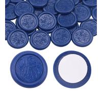 Aiviman Lot de 25 cachets autocollants en cire pour enveloppe - Idéal pour emballage de cadeaux, invitations de mariage, cartes de vœux, anniversaire, Saint-Valentin - Bleu