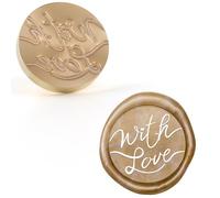 Aiviman with Love - Tampon de cire à cacheter vintage avec tête en laiton amovible et poignée en bois pour emballage de cadeaux, enveloppes de cartes, invitations de fête, Noël
