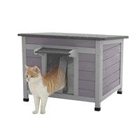 Aivituvin Maison en Bois pour Chat Petit Moyen Animal Intérieur Extérieur Résistant aux Intempéries Toit Ouvert Ajustable Boîte de Séjour pour Chaton