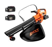 AIVOLT Souffleur de Feuilles sans Fil 3 en 1 Aspirateur Broyeur de Feuilles Mortes avec 2 x 20V 4.0Ah Batterie, Bandoulière, Sac de 40L et 2 Chargeurs pour Jardin Extérieur