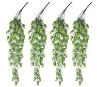 AIVORIUY 4pcs Houblon Artificiel Fleur Vigne Guirlande Faux Tenture Murale Vigne Houblon Givré Vert Faux Houblon Plantes Artificielles Décoration pour Intérieur Extérieur Porche Décor De Fleurs