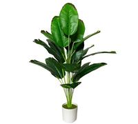 AIVORIUY Plante Artificielle Intérieur Faux Plantes en Pot Plastique avec 18 Tropical Palmier Arbre Feuilles pour Extérieur Maison Bureau Jardin Décoration Moderne (80cm Rouge Banane)