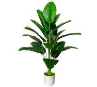 AIVORIUY Plante Artificielle Intérieur Faux Plantes en Pot Plastique avec 18 Tropical Palmier Arbre Feuilles pour Extérieur Maison Bureau Jardin Décoration Moderne (80cm Verte Banane)
