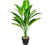 AIVORIUY Plantes Artificielles Arbre Oiseau de Paradis Artificiel en Pot Palmier Fausse avec Feuilles Bananier Tropical 80CM Grande Vertes Décoration pour Maison Salon Moderne (Jaune Vert)
